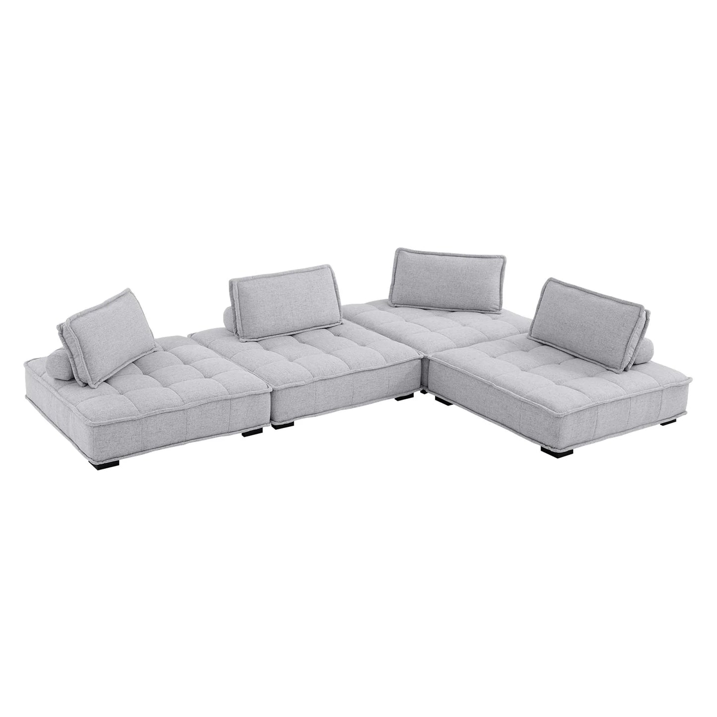 Saunter 4-Piece Tufted Fabric Sectional Sofa – Effortless Lounge Meets Elevated Design