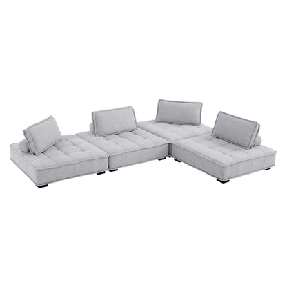 Saunter 4-Piece Tufted Fabric Sectional Sofa – Effortless Lounge Meets Elevated Design