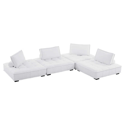 Saunter 4-Piece Tufted Fabric Sectional Sofa – Effortless Lounge Meets Elevated Design
