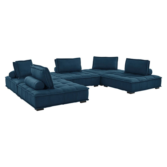 Saunter 5-Piece Tufted Fabric Sectional Sofa – Elegant Comfort for Your Living Space