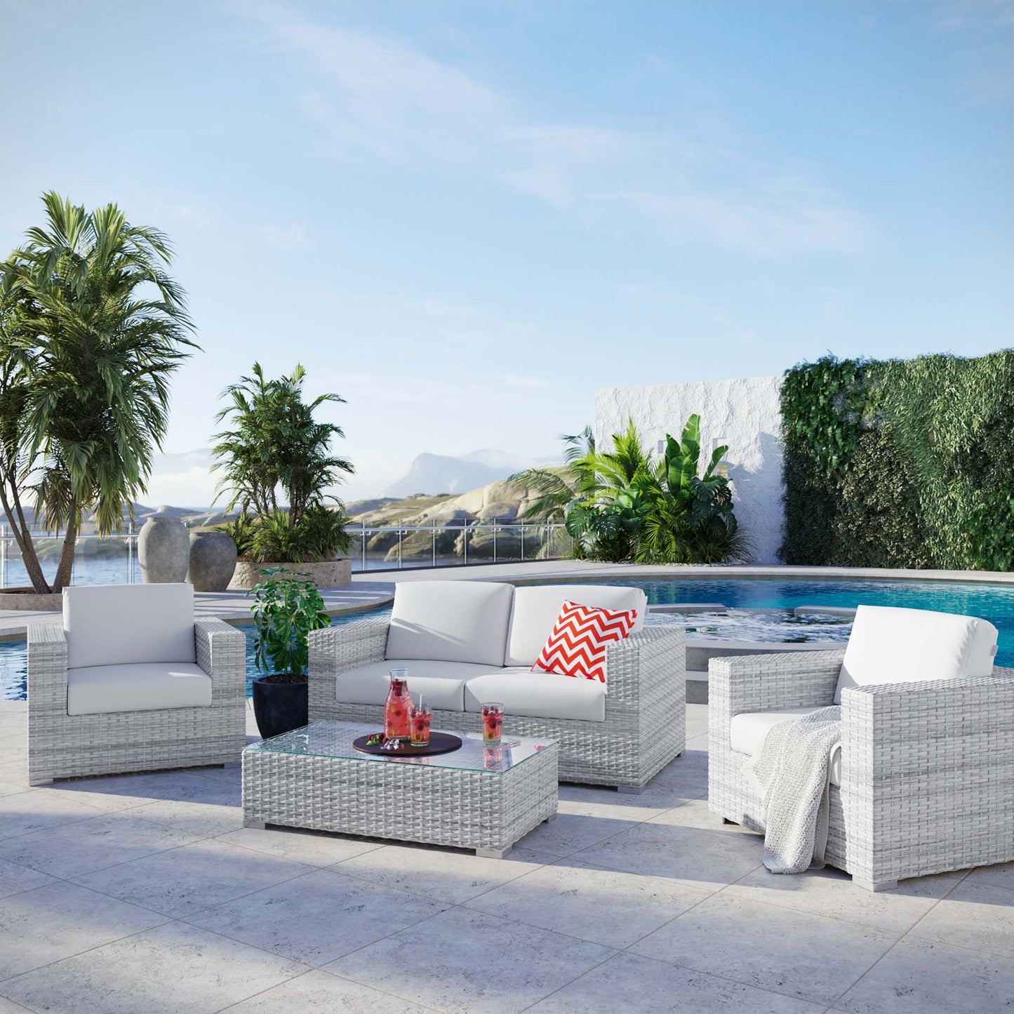 Convene Outdoor 4-Piece Patio Furniture Set - Stylish and Comfortable Seating for Outdoor Gatherings
