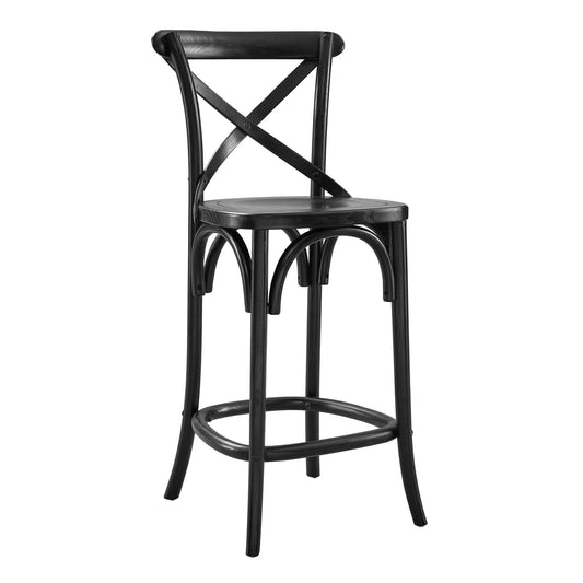 Gear Counter Stool - Modern Farmhouse Design with Sturdy Elm Wood and X-Brace Back for Enhanced Comfort