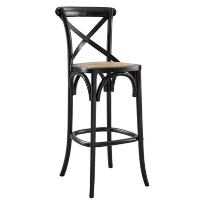 Gear Bar Stool - Modern Farmhouse Design Featuring Sturdy Elm Wood, X-Brace Back, and Non-Marking Caps