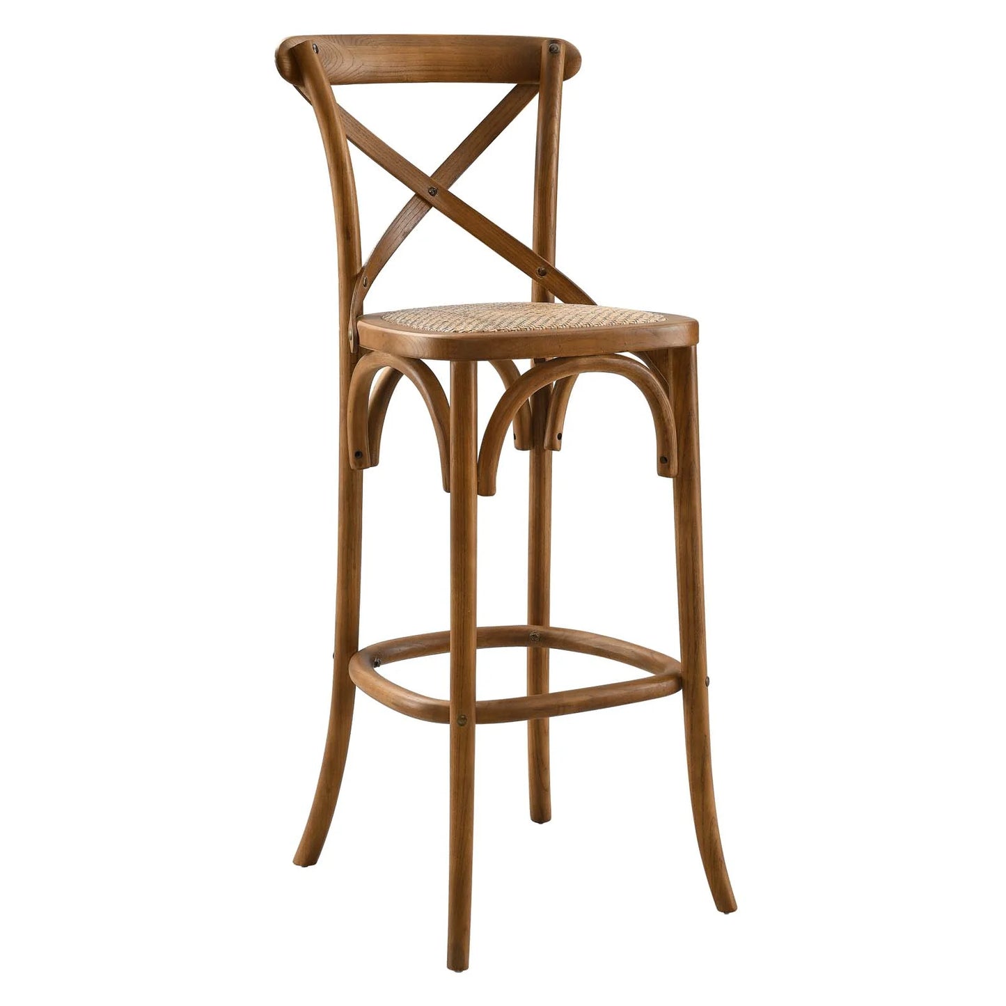 Gear Bar Stool - Modern Farmhouse Design Featuring Sturdy Elm Wood, X-Brace Back, and Non-Marking Caps