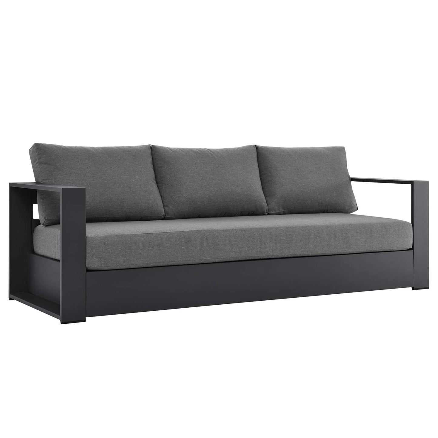 Tahoe Outdoor Patio Powder-Coated Aluminum Sofa in Gray Charcoal
