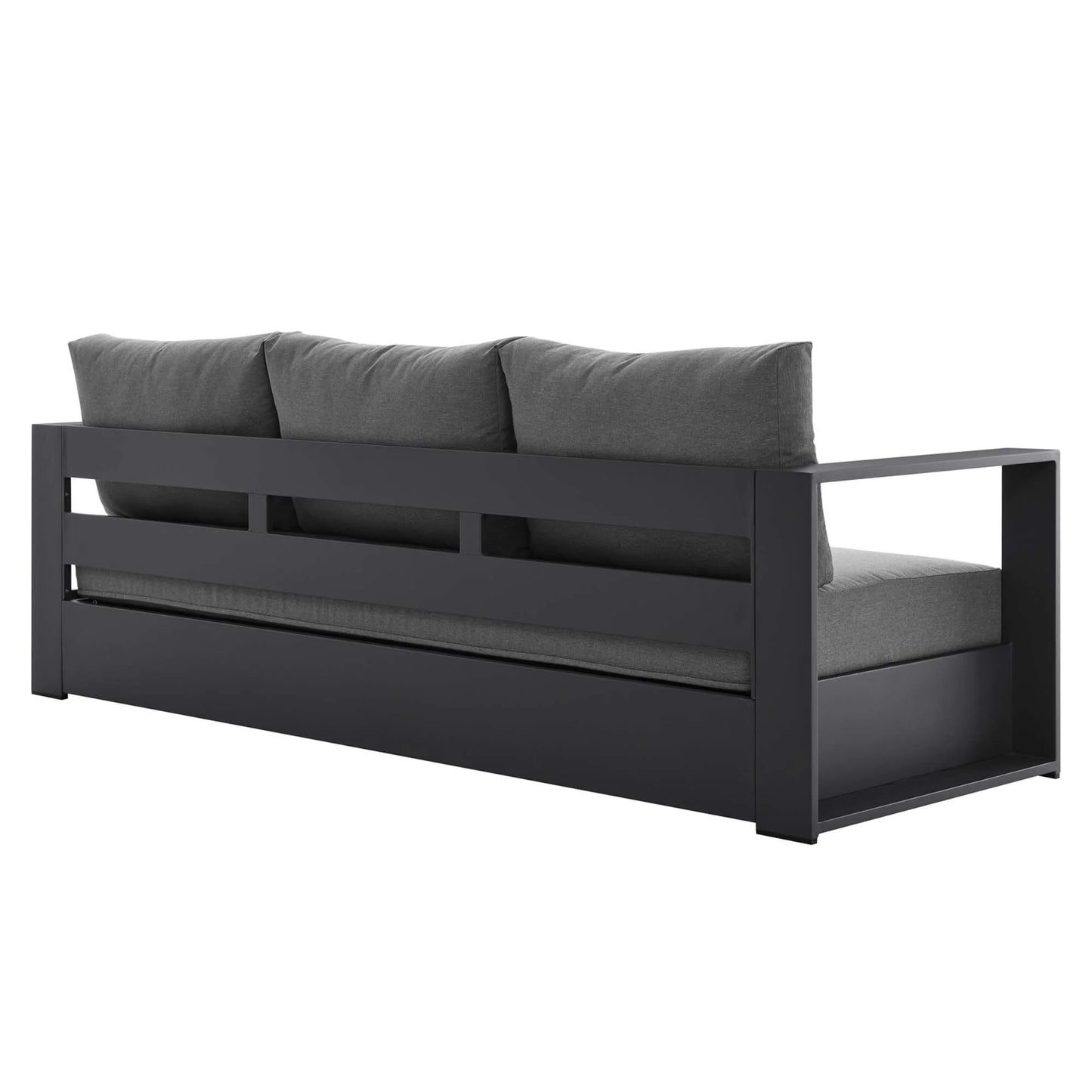 Tahoe Outdoor Patio Powder-Coated Aluminum Sofa in Gray Charcoal