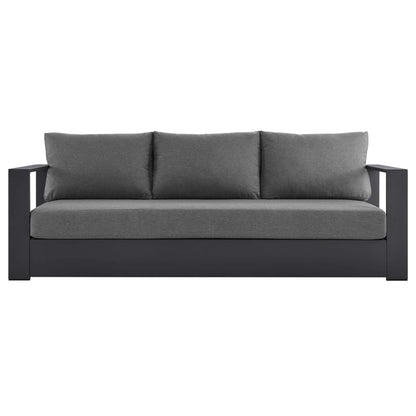 Tahoe Outdoor Patio Powder-Coated Aluminum Sofa in Gray Charcoal