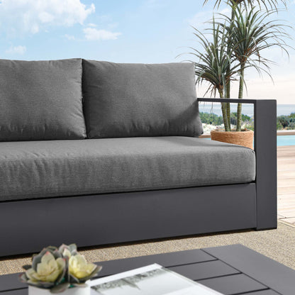 Tahoe Outdoor Patio Powder-Coated Aluminum Sofa in Gray Charcoal