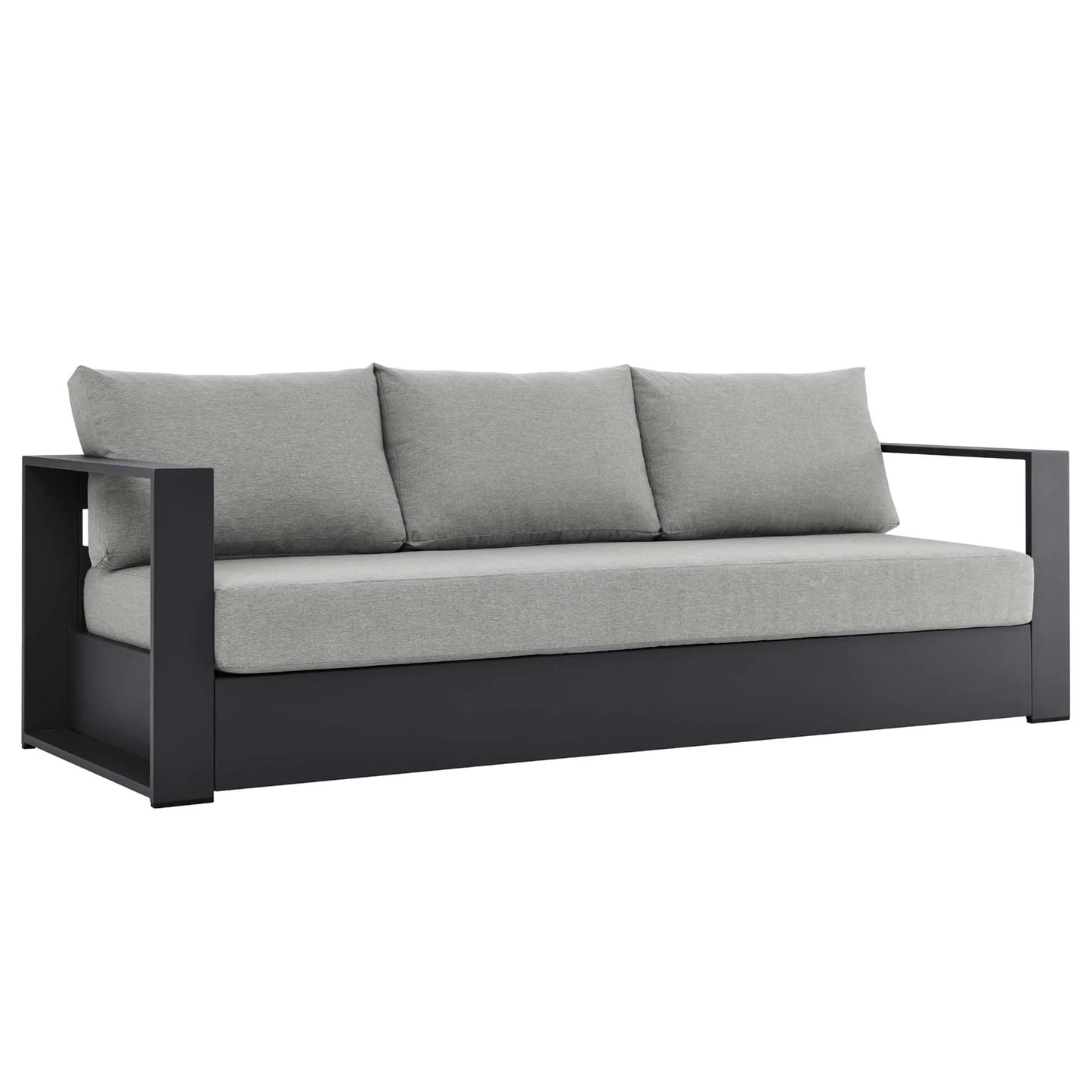 Tahoe Outdoor Patio Powder-Coated Aluminum Sofa in Gray Charcoal
