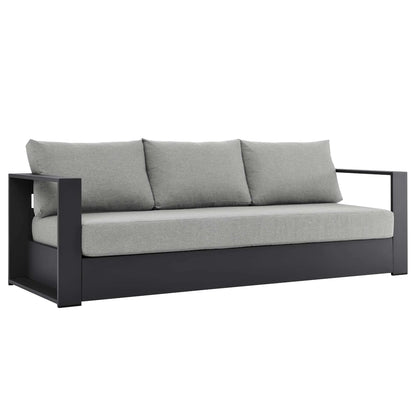 Tahoe Outdoor Patio Powder-Coated Aluminum Sofa in Gray Charcoal