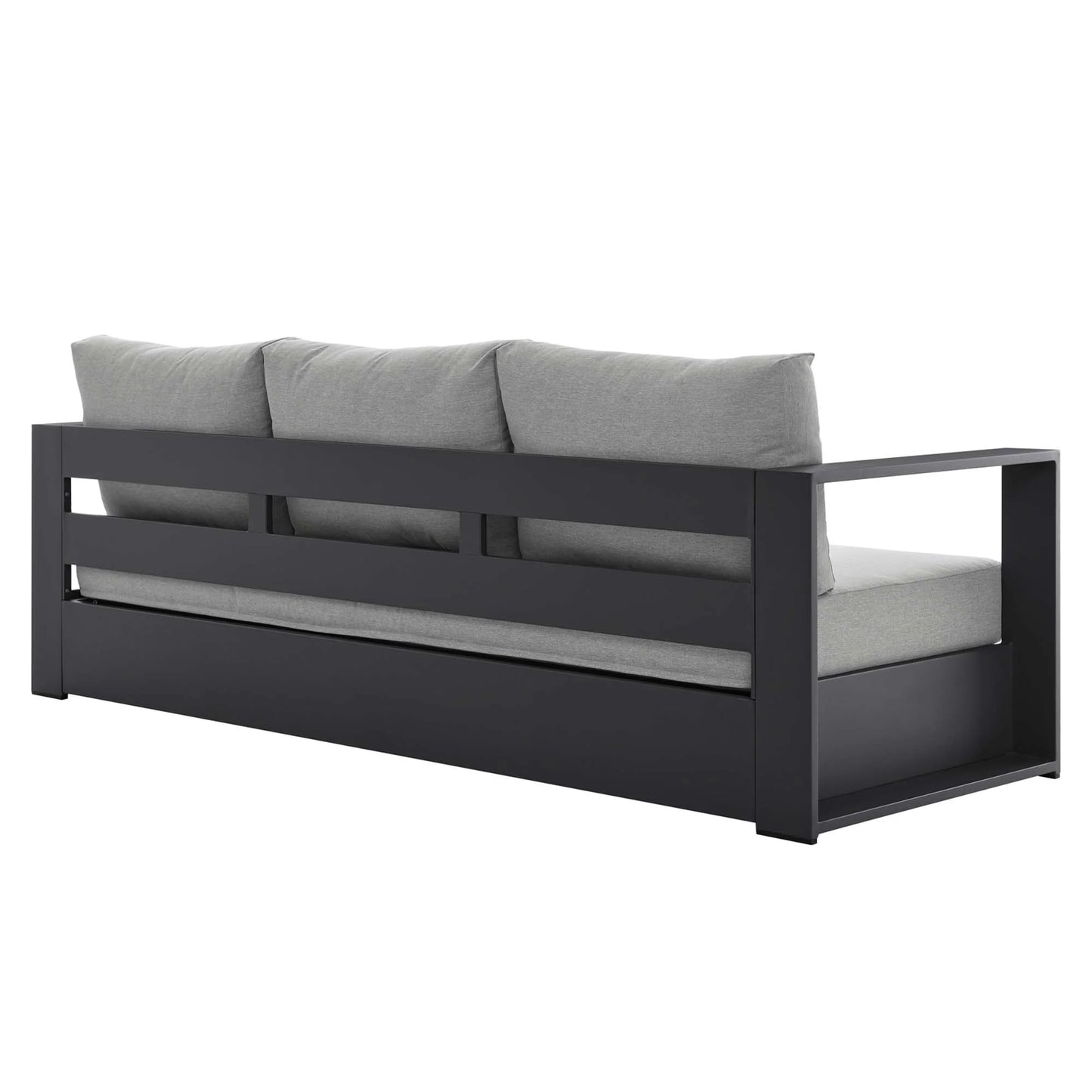 Tahoe Outdoor Patio Powder-Coated Aluminum Sofa in Gray Charcoal