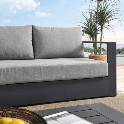 Tahoe Outdoor Patio Powder-Coated Aluminum Sofa in Gray Charcoal