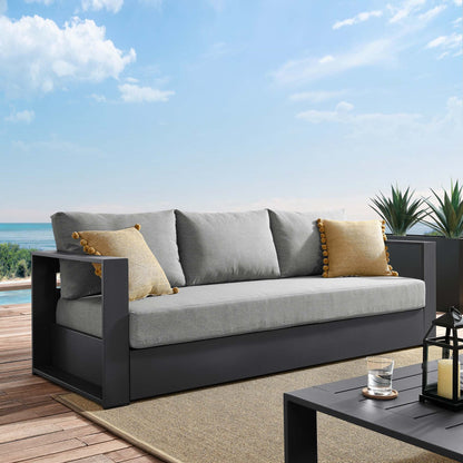 Tahoe Outdoor Patio Powder-Coated Aluminum Sofa in Gray Charcoal
