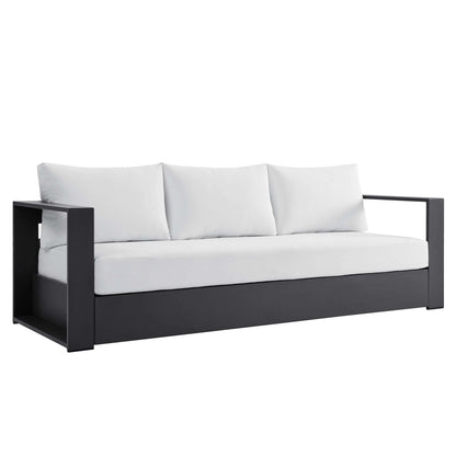 Tahoe Outdoor Patio Powder-Coated Aluminum Sofa in Gray Charcoal