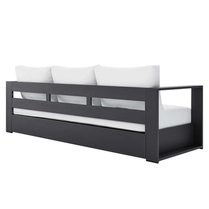 Tahoe Outdoor Patio Powder-Coated Aluminum Sofa in Gray Charcoal