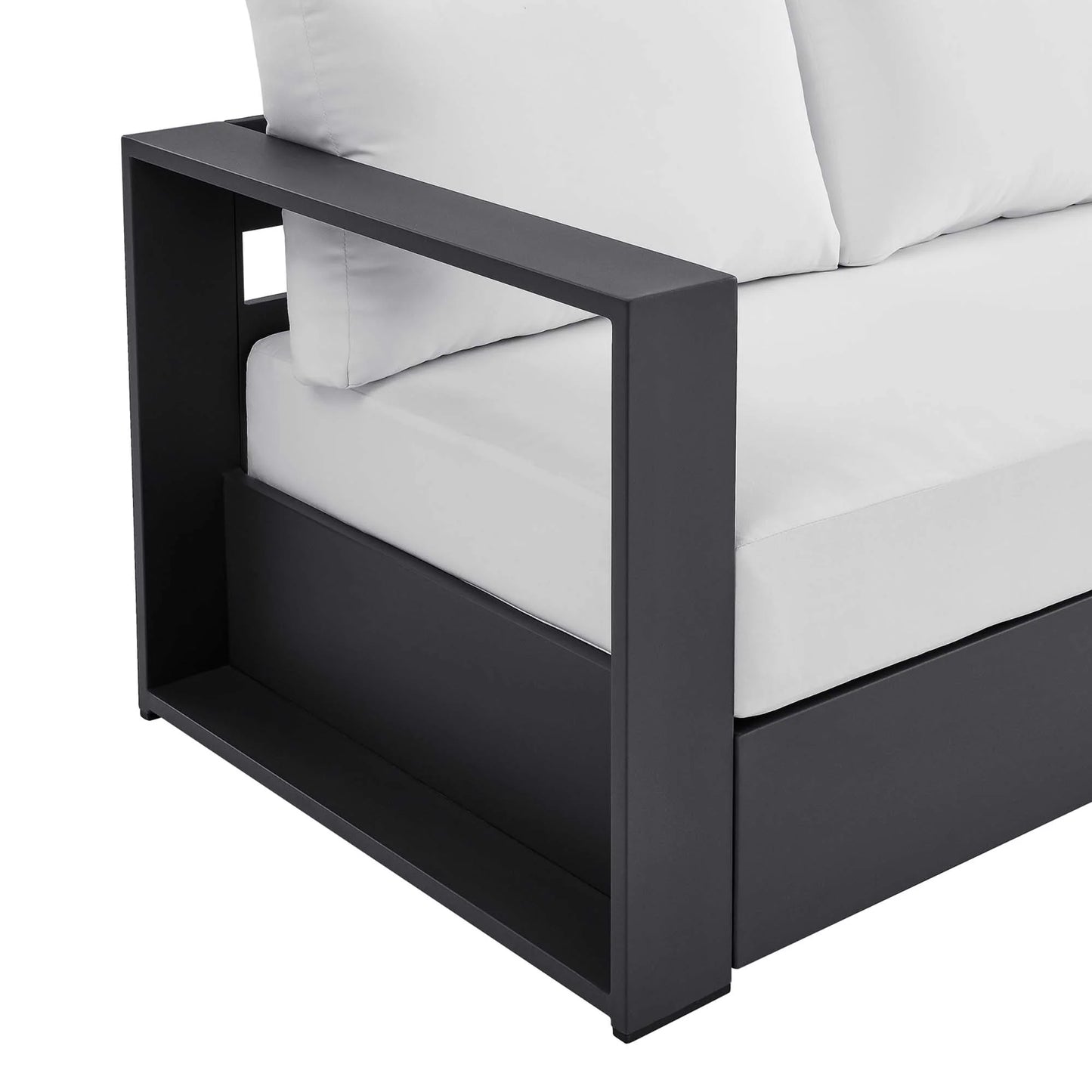 Tahoe Outdoor Patio Powder-Coated Aluminum Sofa in Gray Charcoal
