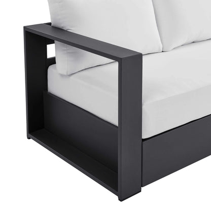 Tahoe Outdoor Patio Powder-Coated Aluminum Sofa in Gray Charcoal