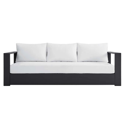 Tahoe Outdoor Patio Powder-Coated Aluminum Sofa in Gray Charcoal