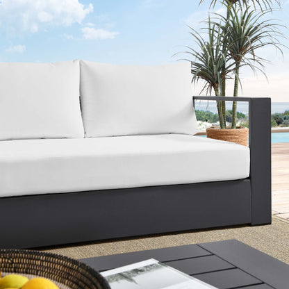 Tahoe Outdoor Patio Powder-Coated Aluminum Sofa in Gray Charcoal