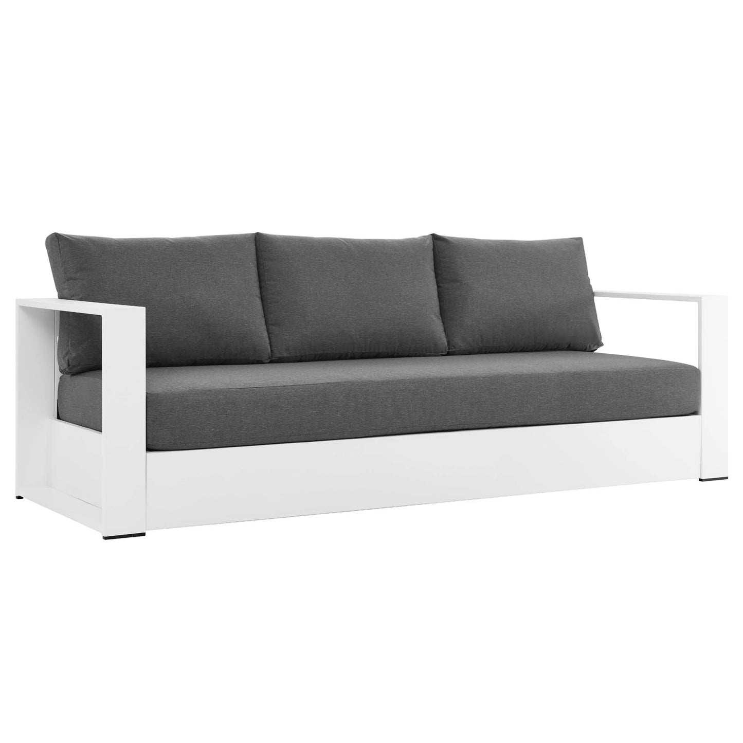 Tahoe Outdoor Patio Powder-Coated Aluminum Sofa in Gray Charcoal