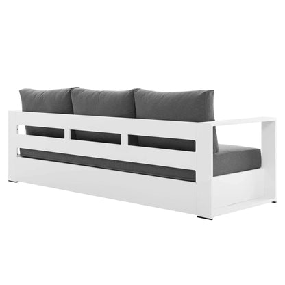 Tahoe Outdoor Patio Powder-Coated Aluminum Sofa in Gray Charcoal