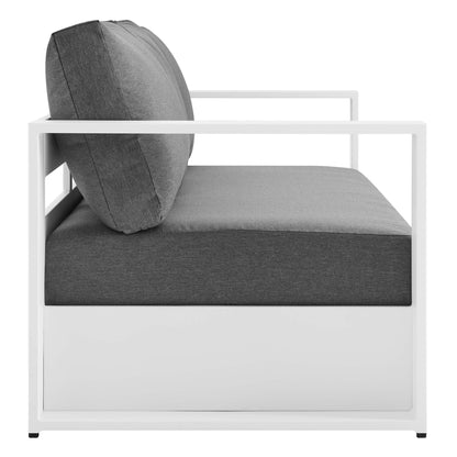 Tahoe Outdoor Patio Powder-Coated Aluminum Sofa in Gray Charcoal