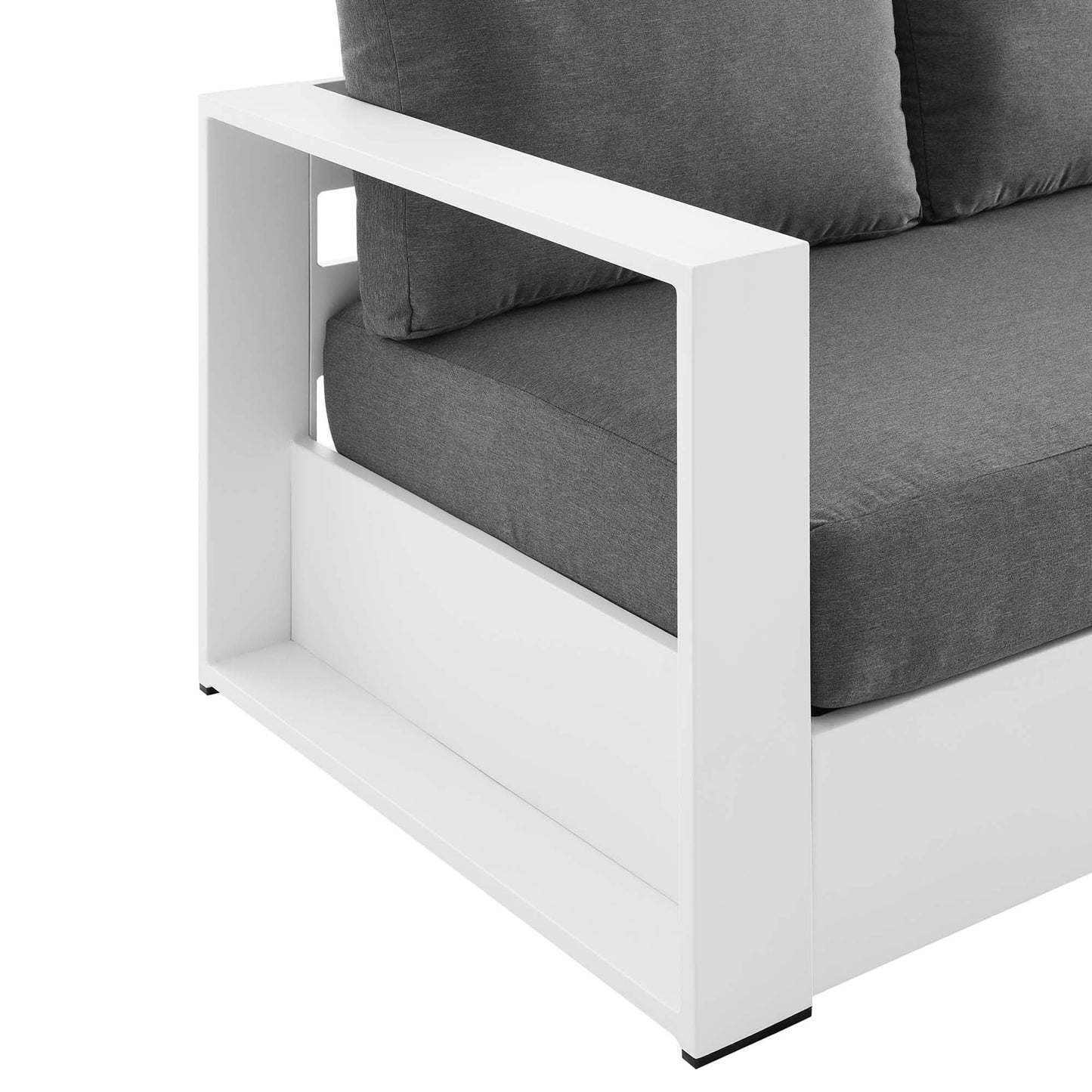 Tahoe Outdoor Patio Powder-Coated Aluminum Sofa in Gray Charcoal