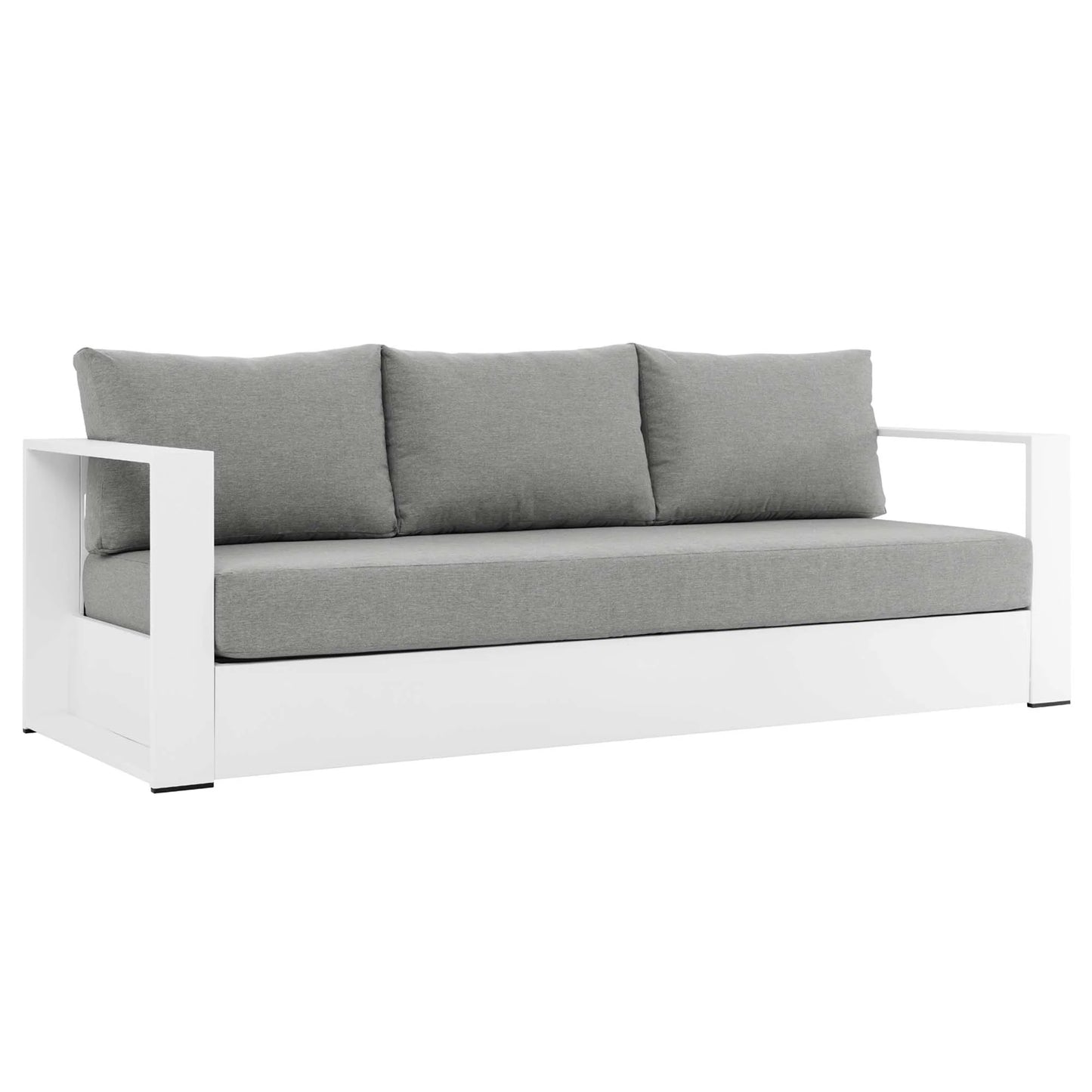 Tahoe Outdoor Patio Powder-Coated Aluminum Sofa in Gray Charcoal