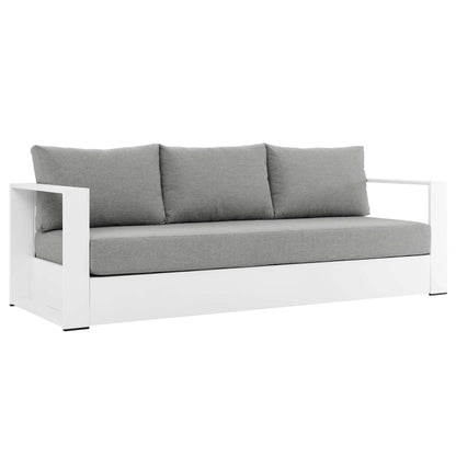 Tahoe Outdoor Patio Powder-Coated Aluminum Sofa in Gray Charcoal