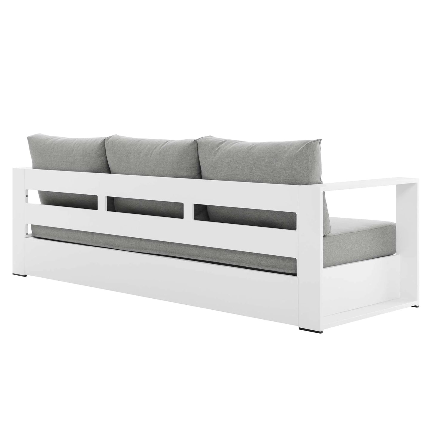 Tahoe Outdoor Patio Powder-Coated Aluminum Sofa in Gray Charcoal