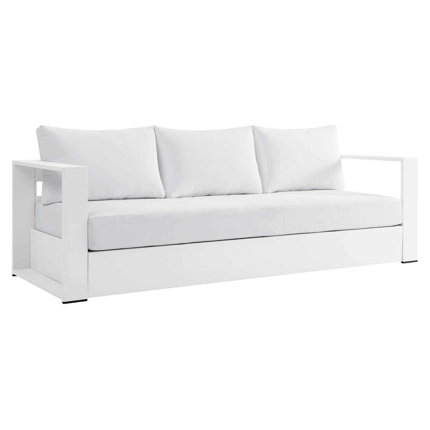 Tahoe Outdoor Patio Powder-Coated Aluminum Sofa in Gray Charcoal
