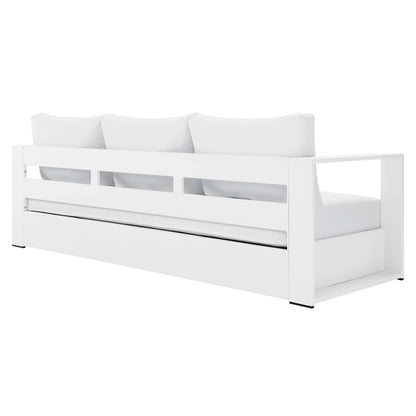 Tahoe Outdoor Patio Powder-Coated Aluminum Sofa in Gray Charcoal
