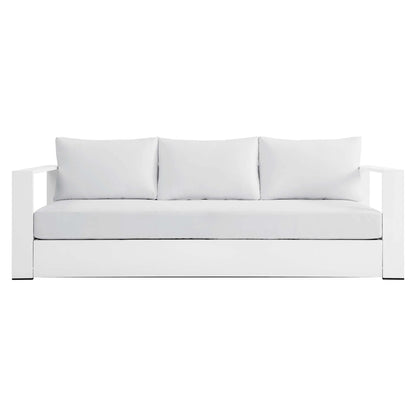 Tahoe Outdoor Patio Powder-Coated Aluminum Sofa in Gray Charcoal