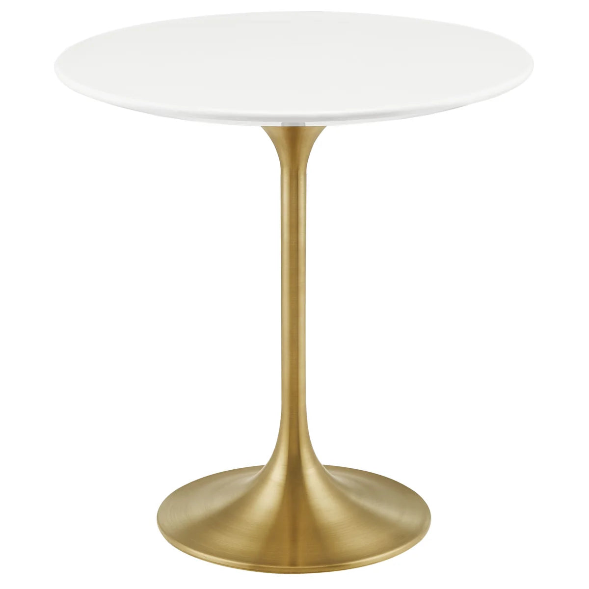Lippa 20 Inch Round Sintered Stone Side Table Gold White