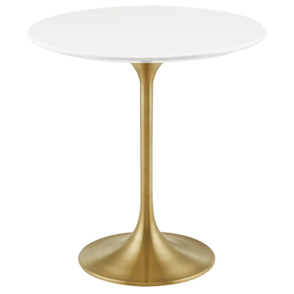 Lippa 20 Inch Round Sintered Stone Side Table Gold White