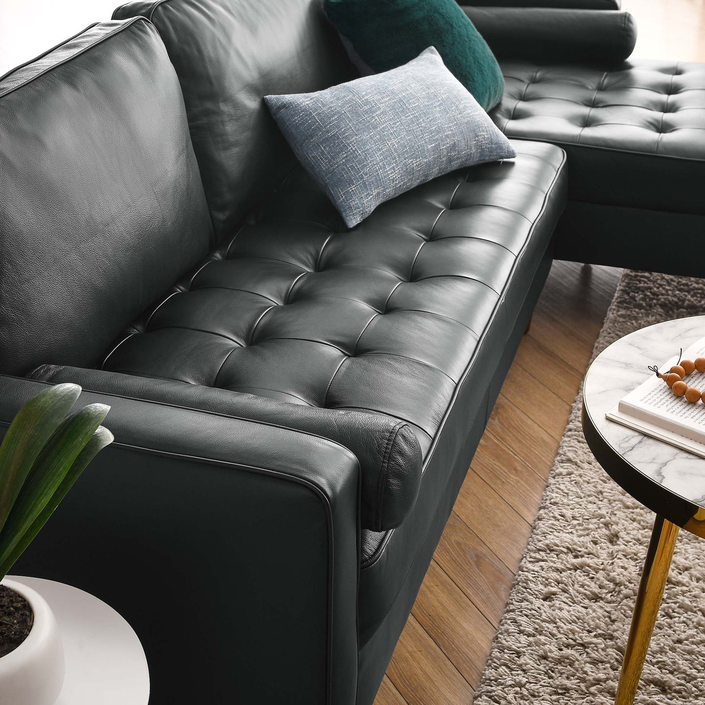 Valour 98 Leather Sectional Sofa – Vintage Charm Modern Edge