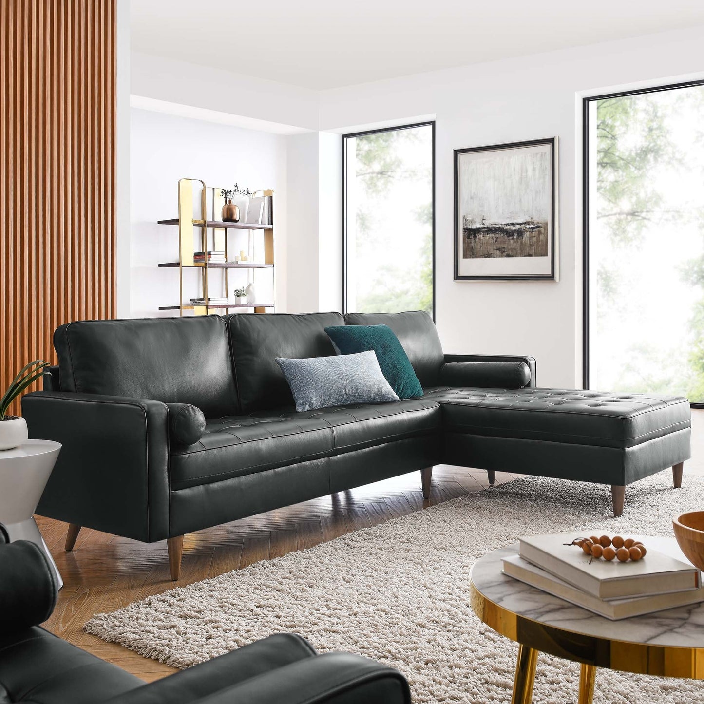 Valour 98 Leather Sectional Sofa – Vintage Charm Modern Edge