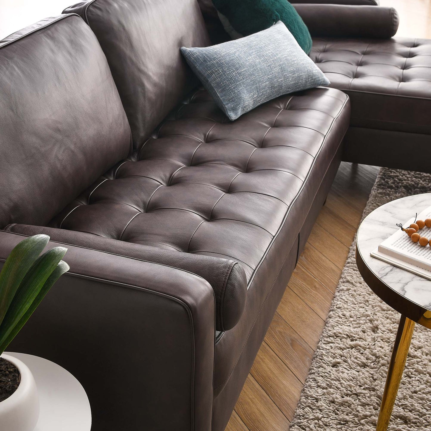 Valour 98 Leather Sectional Sofa – Vintage Charm Modern Edge
