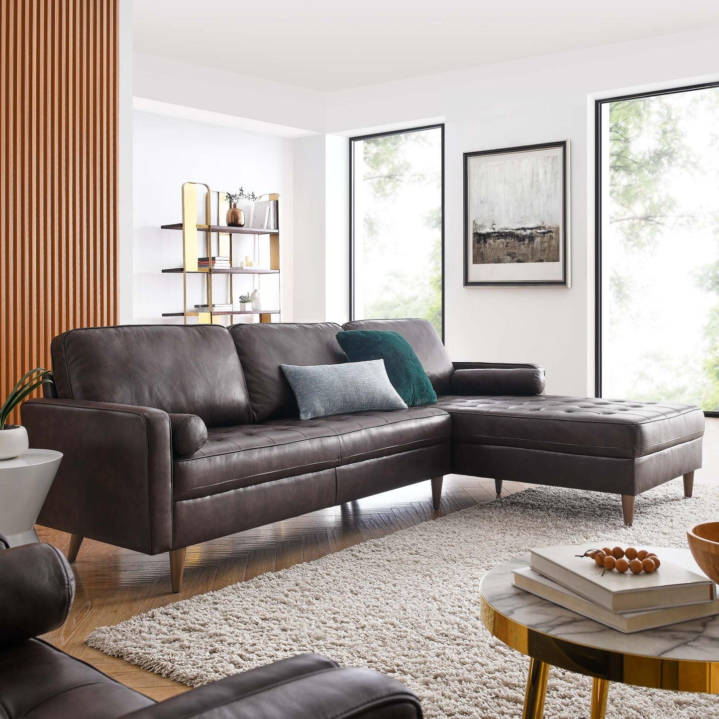 Valour 98 Leather Sectional Sofa – Vintage Charm Modern Edge