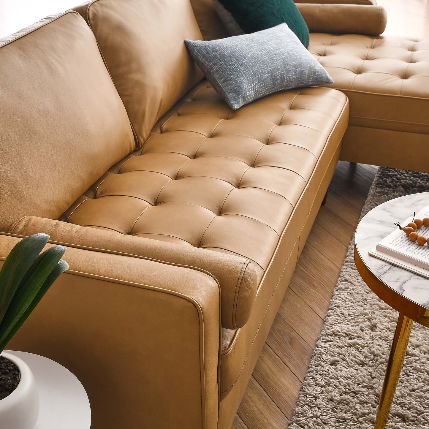 Valour 98 Leather Sectional Sofa – Vintage Charm Modern Edge