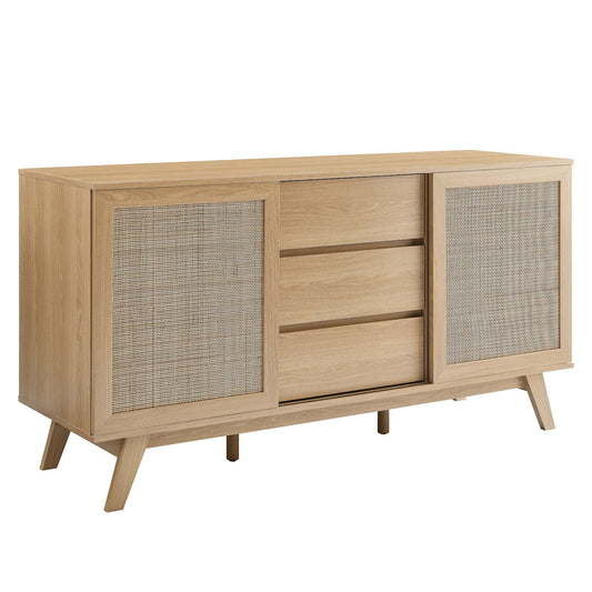 Soma 59” Sideboard – Chic Rattan Weave Buffet Table for Contemporary Living & Dining Rooms