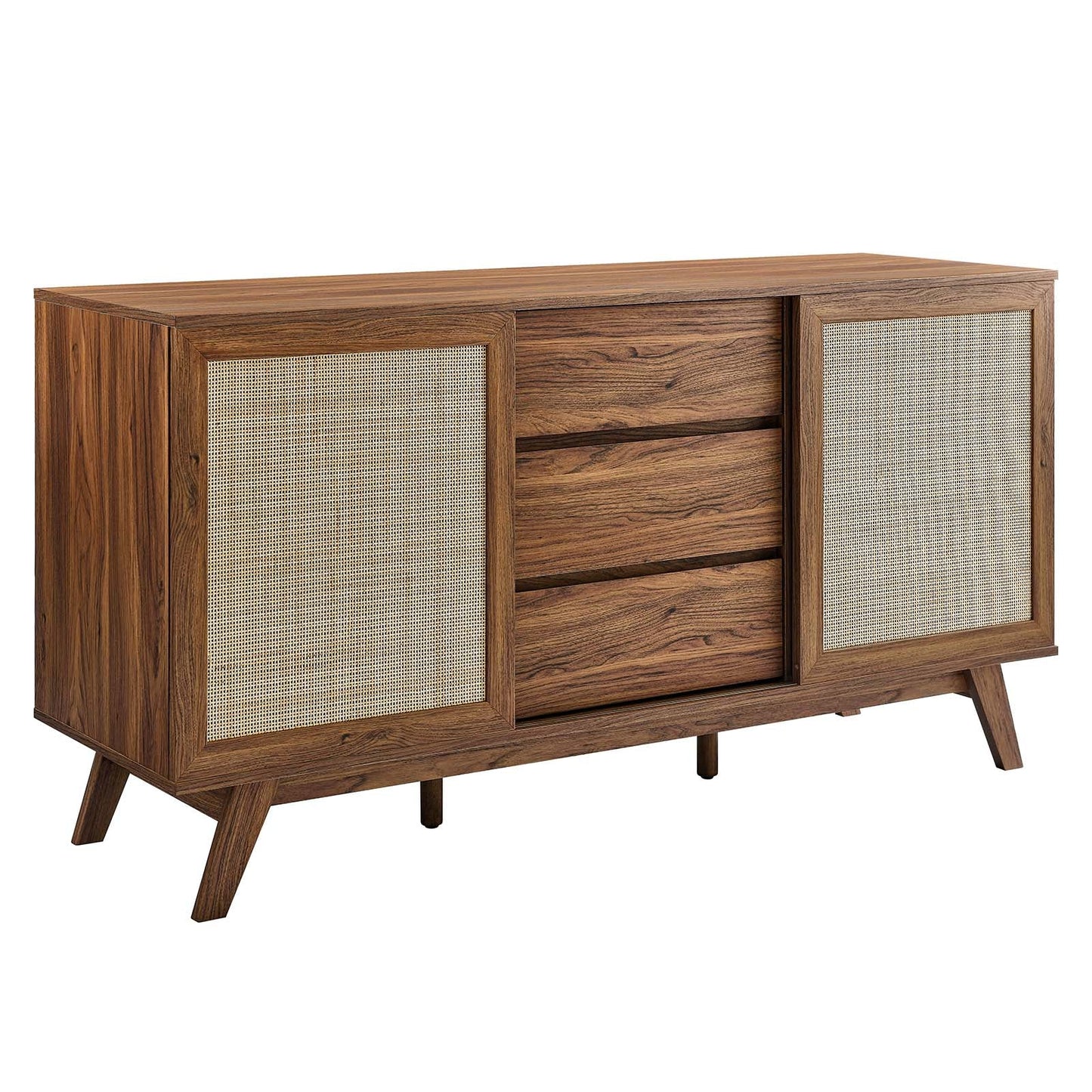 Soma 59" Oak Walnut Rattan Sideboard