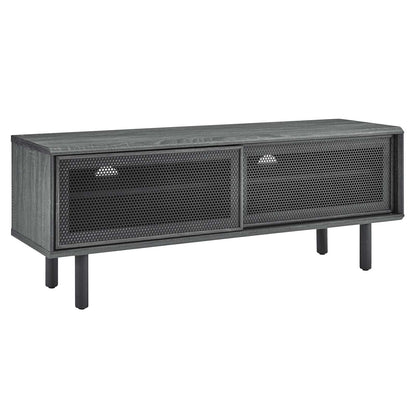 Kurtis 47" TV Stand - Modern Industrial Design Featuring Metal Mesh Doors and Generous Storage Space in Charcoal