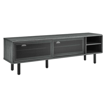 Kurtis 60" Modern TV Stand with Metal Mesh Doors, Spacious Storage, and Cable Management for Chic Living in Charcoal