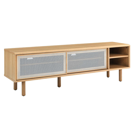 Kurtis 60" Modern TV Stand – Metal Mesh Doors, Spacious Storage & Cable Management in Charcoal for Chic Living