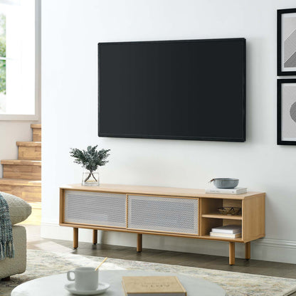 Kurtis 60" Modern TV Stand with Metal Mesh Doors, Spacious Storage, and Cable Management for Chic Living in Charcoal