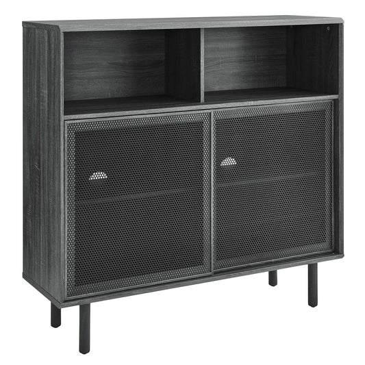 Kurtis 47" Modern Display Cabinet – Metal Mesh Doors for Chic Storage and Décor in Charcoal