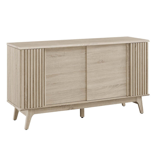 Eudora Sideboard – Elegant Mid-Century Oak Storage with Sliding Doors for Home Essentials