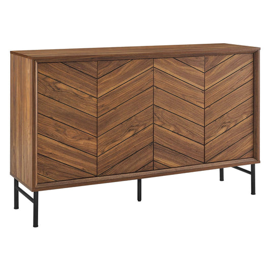 Harper Chevron Sideboard in Black Walnut – Stylish Storage and Display Cabinet