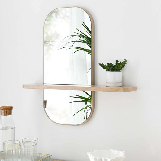 Solstice Mindi Wood Shelf Mirror